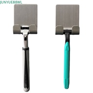 JUNYUE88WL 2Pcs Stainless Steel Razor Holder, Rust-proof Self Adhesive Wall-Mounted Shaver Hook, No-