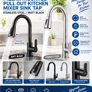 Iborn New Arrival Pillar mounted pull out kitchen mixer sink tap stainless steel matt black
