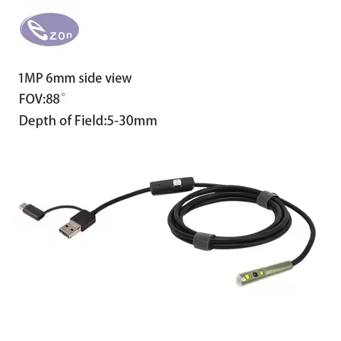 1MP 6mm FOV 88° Side View Industrial Endoscope Camera for Pipeline Inspection 2m USB Android 3-in-1 