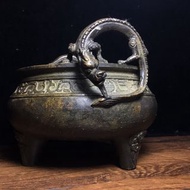 銅器收藏：大明宣德年製款纯銅製三足盤龍香爐香熏爐檀香爐※造型古樸獨特※盤龍線條剛勁有力※銅繡自然老氣橫秋※罕見古銅爐※造型古樸，線條剛直，非常好看※歡迎來官塘看實物