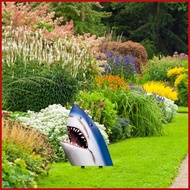 Shark Yard Stakes Double-Sided Decorative Acrylic Land Shark Figurines Shark Head Sea Animal Yard Ar