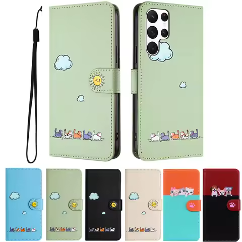 Fashion Flip Book Leather Wallet Case For Samsung Galaxy Note20 Note 20 S24 FE Ultra 9 10 plus Card