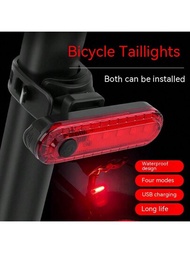 1個自行車尾燈,可充電led後尾燈,適用於山地/電動/公路自行車騎行,自行車配件