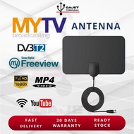 Antena Flat MYTV MyFreeView Dalaman HDTV DTTV DVB-T2, Full Set Dekoder TV dengan Amplifier Booster
