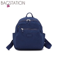 MC1 BAGSTATIONZ Crinkled Nylon Small Backpack (Black/Khaki/Navy Blue)