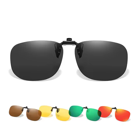 VIVIBEE Flip Up Clip On Sunglasses Fishing Polarized Men 47mm Clips For Eyeglasses Square UV400 Outd