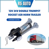 12V 24V Double Trumpet Air Horn Rocket Kuat Super Loud Hon Lorry Compressor Hon Angin Lori Air Tank