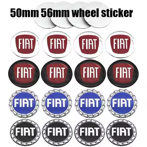 4Pcs 3D Epoxy Wheel Hub Center Cap Sticker 50mm 56mm for Fiat 500e Tipo 500 500x Panda Punto 500L Du