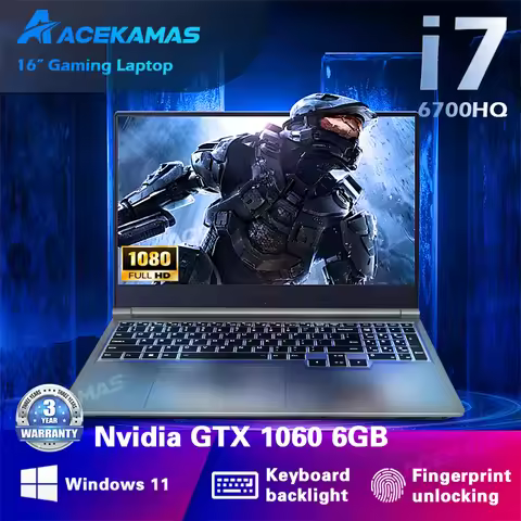 ACEKAMAS 16" Gaming Laptop Core i7 6700HQ GTX 1060 1920*1200 Windows 11 Pro Gamer Computer 1TB SSD 1