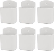 foxwake Remote Control Holder Wall Mount 6Pack, Hole-Free Storage Box for Tv Fan Light Air-Conditioner RV Table Small Adhesive Organizer for Bedroom Headboard Office Playroom White
