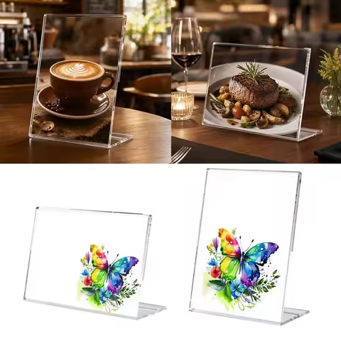 A4 A5 L-Type Clear Acrylic Magnetic Menu Flyer Price List Photo Frame Desktop Display Stand Table Si