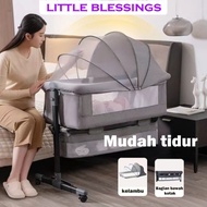 [Kelambu Gratis]Tempat Tidur Bayi Ranjang Bayi Box Bayi Tempat Tidur Bayi Tempat Tidur Lipat Dinding