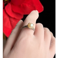 1 old silver ring engraved with siliver and real freshwater or salty akoya ni pearls, bead size depe