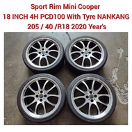 Sport Rim Germany Mini Cooper 18 Inch 4H PCD100 & Tyre 205 / 40 R18 NANKANG AS-1 Tayar Also For Ativ