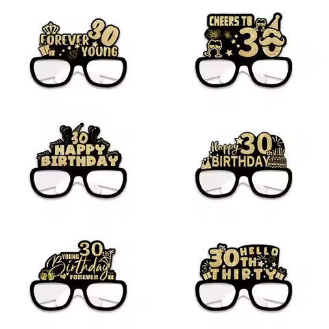 6Pcs/set 18 21 30 40 50 60 70 And 80 Year Old Paper 3D Glasses Birthday Party Carnival Decoration Pr