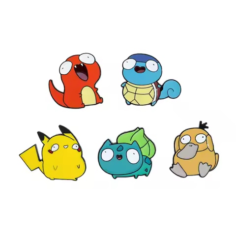 Cartoon Kawaii Anime Enamel Pins Cute Psyduck Pikachu Charmander Brooch Metal Badge for Hat Pins Acc