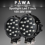 Pawa Votec 51W 7Inch Led Spot Light Round 4WD 4x4 Car Truck Trailer Lorry SUV ATV Boat Kereta Lori B