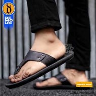 DEMOUS CLIVER - Men's Black Brown Genuine Leather Flip-flops