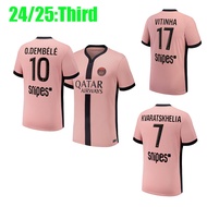 24/25 Paris PSG Third Jerseys Kvaratskhelia O.Dembele Hakimi Vitinha Leekang In Barcola Soccer Cloth