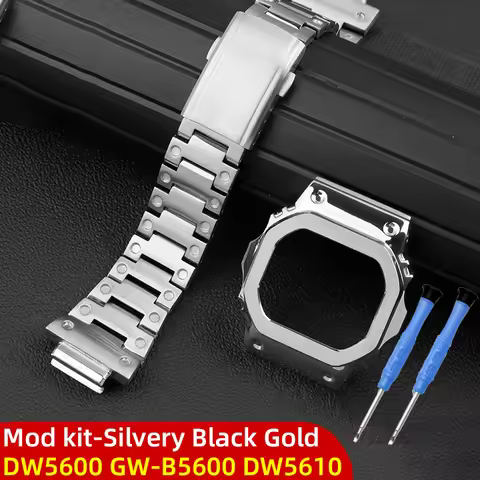 Mod kit DW5600 DW-5600 stainless steel case bezel bracelet for Casio DW5610 Metal strap case GW-B560