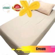 Plain Cream Brown Bed Sheet Single Twin Fitted Bed Sheet Bedsheet 90X200 by Mikalu Sprei