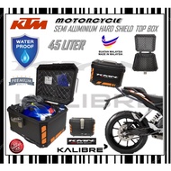 KTM SEMI ALUMINIUM WATERPPROOF TOP BOX 45LITER MOTORCYCLE HARD SHIELD TOP CASE KMN KALIBRE HIGH QUAL