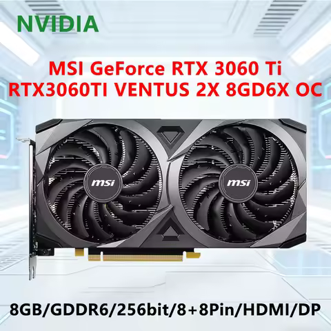 MSI RTX 3060TI 8GB placa de vídeo RTX 3060TI VENTUS 2X 8GD6X OC graphics card GDDR6 256-bit PCI-E 4.