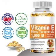 Vitamin E 1000 IU 120 Capsules Mixed With Antioxidants D-Alpha Tocopherol