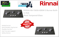 RINNAI RB-7303S-GBS 3 Burner Built-In Hob Black Tempered Glass / FREE EXPRESS DELIVERY