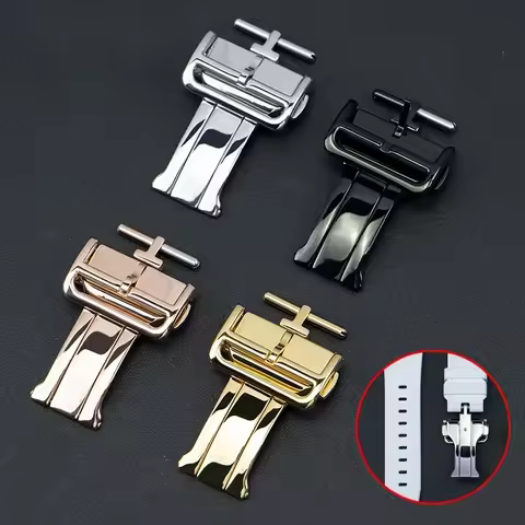 18mm 20mm Metal Fold Buckle For Apple Watch Gramin Galaxy Watch 3 4 5 Pro For HUWAWEI GT2 3 Pro Rubb