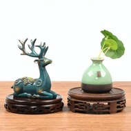 Solid Wood Base round Vase Fish Tank Flower Pot Base Rare Stone Bonsai Teapot Buddha Statue Decoration Chicken Wings Rosewood Bracket/Ceramic Aquarium Flower Vase Base Frame Stand