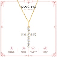 FANCIME White Sapphire Cross 9K Yellow Gold Necklace