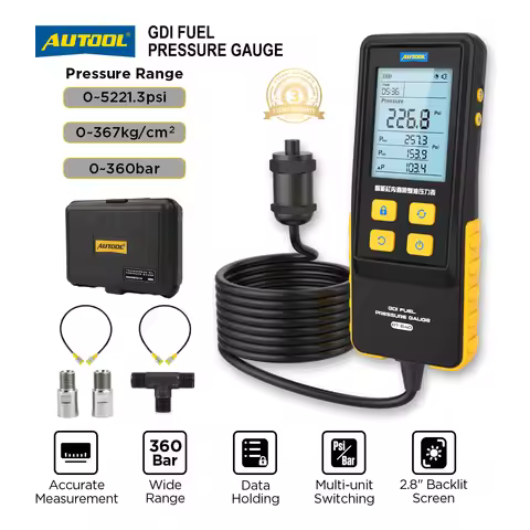 AUTOOL PT640 Digital Fuel Pressure Gauge Automotive Cylinder Direct Injection Engine Vacuum High-Pre