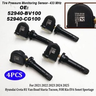 4PCS TPMS Tire Pressure Monitoring Sensor 433MHz 52940-BV100 52940-CG100 52940-Q3100 For Hyundai Cre