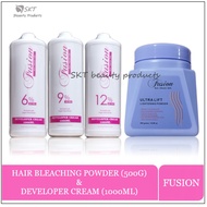 Fusion Ultra Lift Hair Lightening Bleach Powder Tub Jar(500g) and Developer Cream(1000ml)