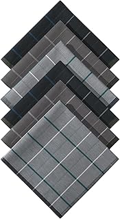 Men’s Cotton Handkerchiefs, 3/6Pcs Windowpane Check Pocket Squares – 17x17 Inch Soft Hankies for Men