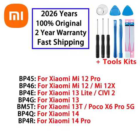 100% Original Battery For Xiaomi Mi CIVI 2 Poco X6 Pro 12X 12 12S 13 13T 14 Lite Pro Battery BP4G BM