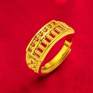 Emas 916 Original Lelong Adjustable Open Ring Men Couple Ring Abacus Opening Cincin Gold Ring for Wo