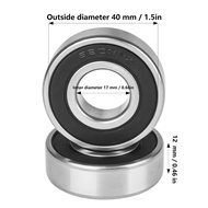 6203-RS Sealed Bearing 2Pcs 6203RS Bearing ID 17mm x OD 40mm x Lebar 12mm Double Getah Dimeterai Bea