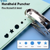 YVE Hole Puncher, Round/Star/Heart Shape Labor-saving Punching|Minimalist Single Hole Loose-leaf Bin