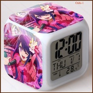 SQ2 Oshi no Ko Clock Anime LED Digital Luminous Alarm Clocks 7 Color Changing Ai Hoshino Ruby Home D
