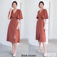 [LUXURY707] VO8121 : เดรสคอวี แขนทรงกระดิ่ง