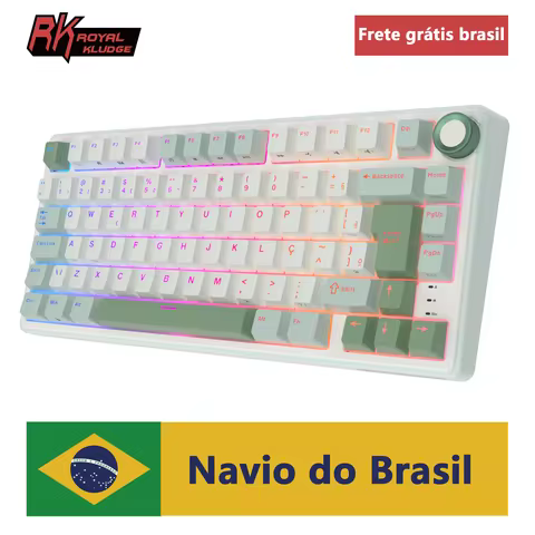 Royal Kludge RK R75 Brazilian Mechanical Keyboard Gasket Wired Gamer Keyboard Hot-swappable 80 Keys