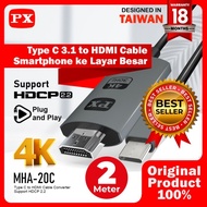 FREE SHIPPING - MHL USB Type C 3.1 to HDMI TV Converter 4K PX MHA-20C 2 Meter Cable