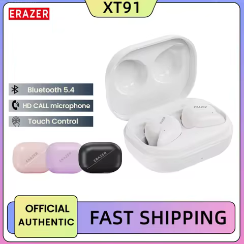 ERAZER XT91 Earphones Bluetooth TWS Headphones Wireless Mini Lenovo Earbuds with Mic Color Transpare