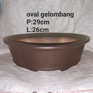 Wave oval Ceramic bonsai pot