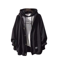 new jaket pria casual outdoor hoodie distro bandung valir albert - hitam l