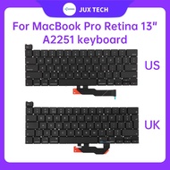 New US UK Laptop Keyboard For MacBook Pro Retina 13.3" A2251 Replacement Notebook Keyboard