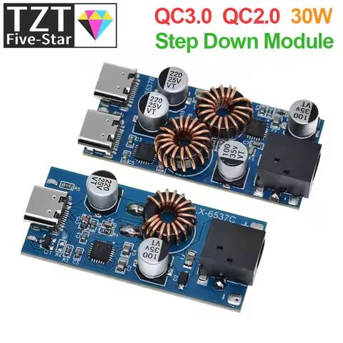 QC3.0 QC2.0 Double USB Type-C Mobile Phone quick charge adapter DC7.1V-32V 3A 30W step Down Module F