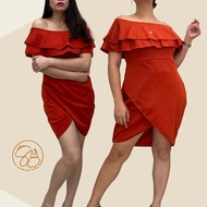 Lexie Offshoulder Front Slit Dress Formal Party Cocktail Event Dress Graduation Civil Wedding Dress